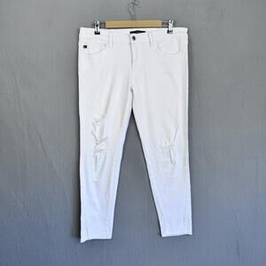 KanCan Jeans Womens W15 31 White Distressed Skinny Ankle Side Slit‎